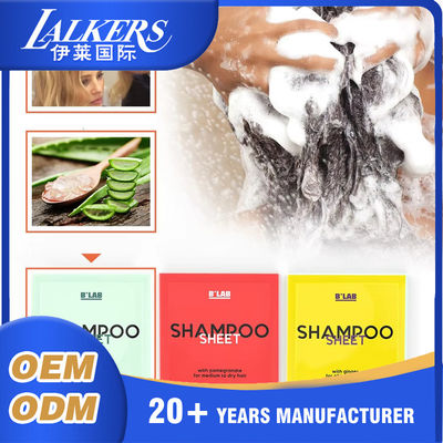 Buen precio ODM OEM Shampoo Tablets Eco-friendly Cuidado del cabello Disolver bolsita rica en espuma en línea