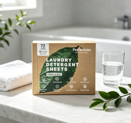 Prezzo buono Fogli di detersivi per biancheria a base di tensioattivi vegetali ecologici con imballaggi biodegradabili e formula senza profumo in linea