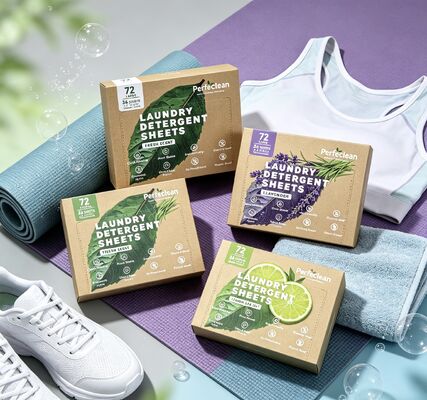 Eco-Friendly Laundry Detergent Sheets with Plant Based Surfactant for Deep Stain Lifting Power and Compostable Packaging