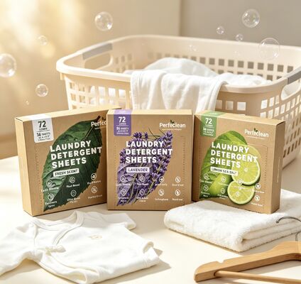 Compostable Laundry Detergent Sheets with Heavy Soil Cleaning and Plant Based Surfactant
