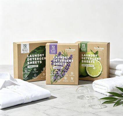 Industrial Eco Laundry Detergent Sheets with Plant Based Surfactant to Break Down Old Embedded Stains and Compostable Wrapping