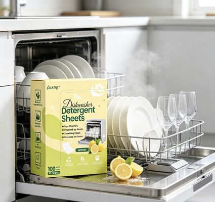Biodegradable Dishwashing Sheets with Powerful Stain & Grease Removal Safe for Glass Ceramic Dishes