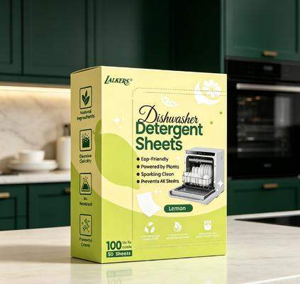 Low Foam Biodegradable Dishwashing Sheets Fully Dissolve for No Mess Dish Washing